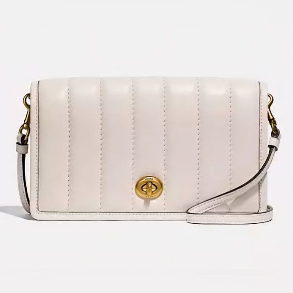 COACH Hayden Foldover QuiltedCrossbody Clutch Bag in Chalk/Cream